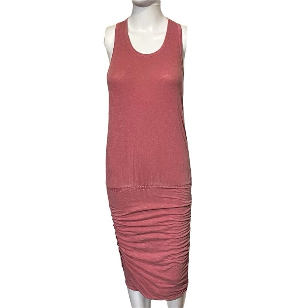 Anthropologie Sundry Womens Ruched Sides Pink Dress Racerback Size 1/S 4-6